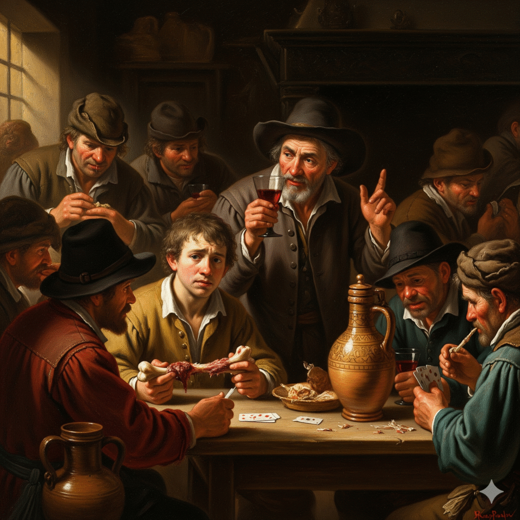 בן סורר ומורה אוכל בחבורת שודדים, סגנון רמברנדט